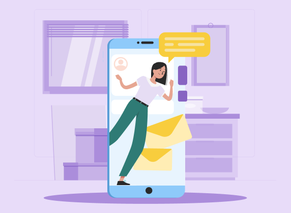 Иллюстрация женщины и телефона